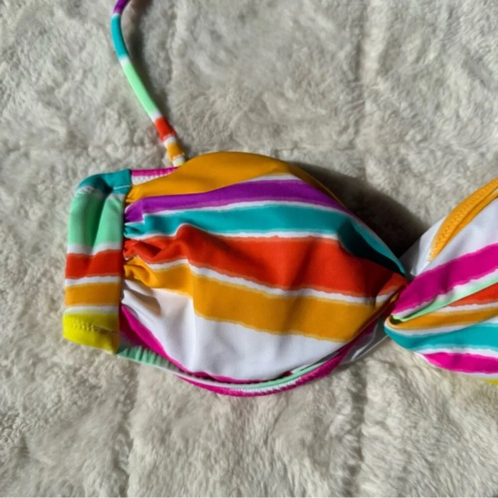 Victoria’s Secret | Rainbow stripe Halter Bandeau Bikini Top | Size Extra Small